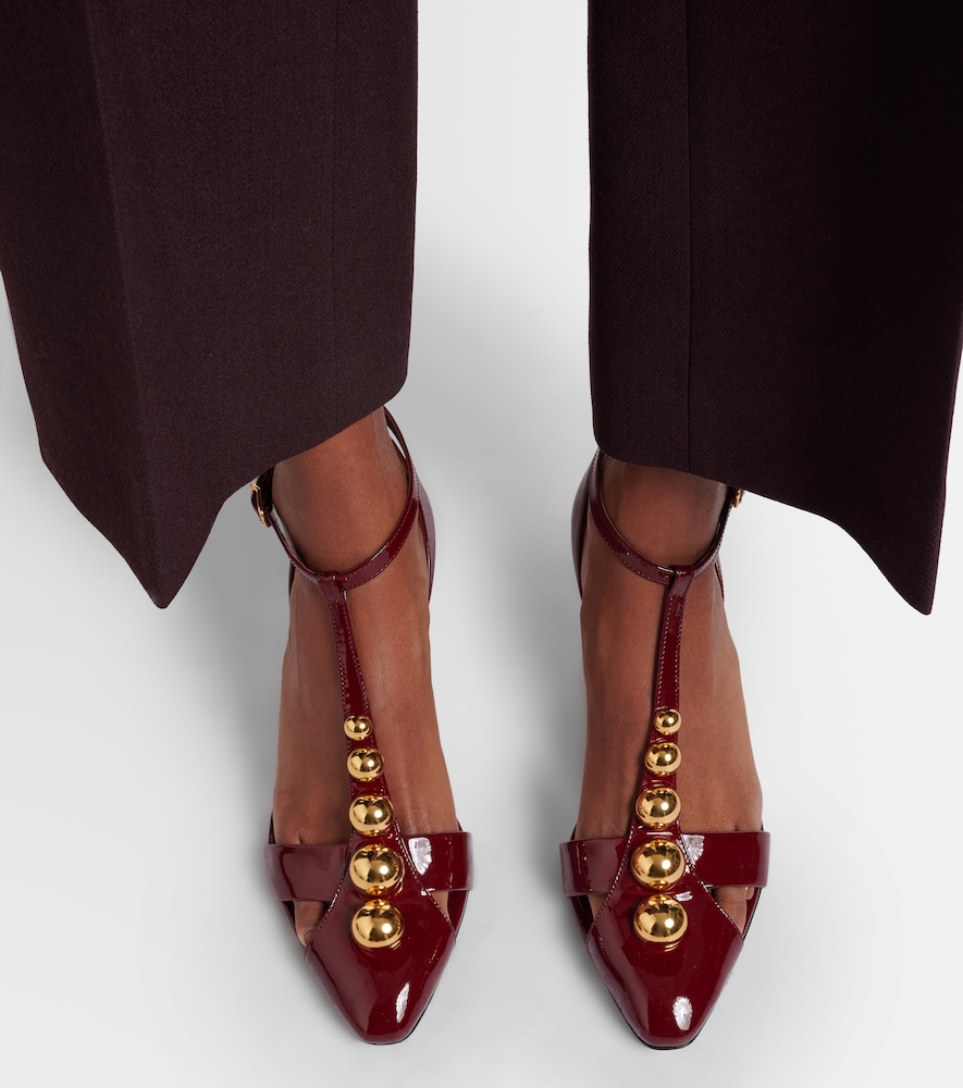 Chloé Cleia 70 studded patent leather pumps