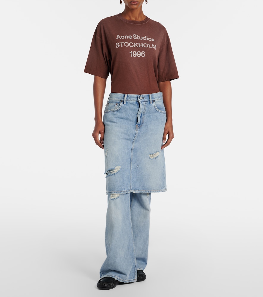  Acne Studios Acne Studios Distressed Layered Wide-leg Jeans 