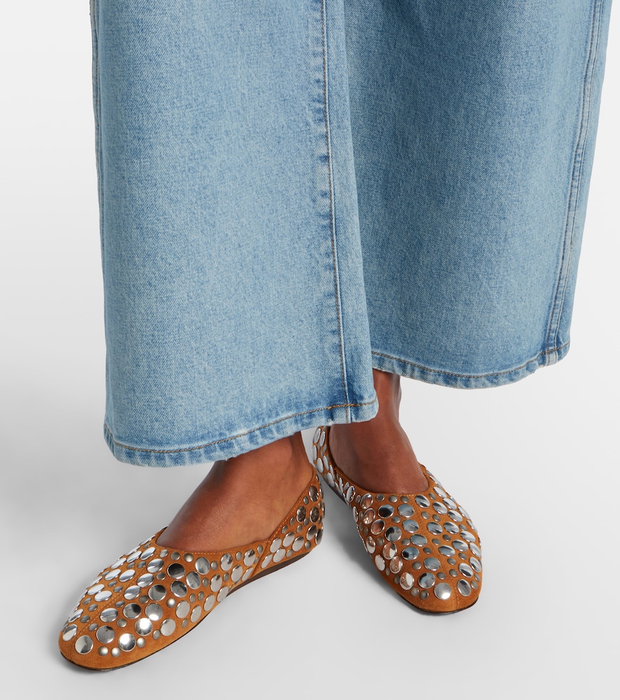 Khaite Jane studded suede ballet flats
