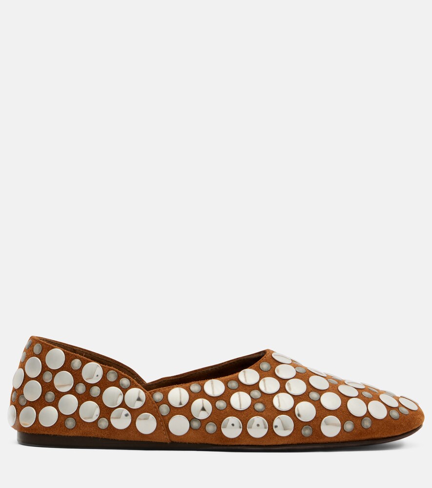 Khaite Khaite Jane Studded Suede Ballet Flats 