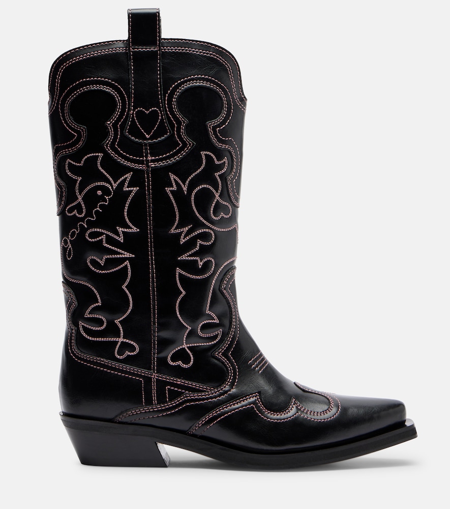  Ganni Ganni Mid Shaft Embroidered Cowboy Boots 