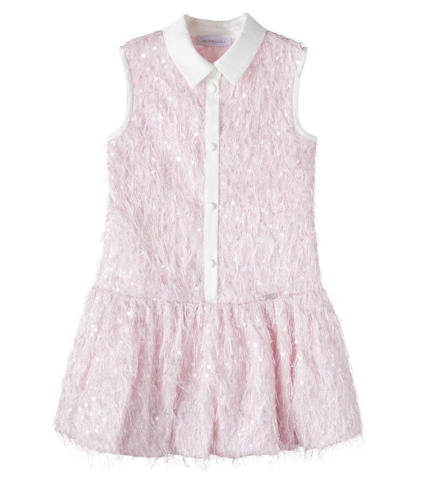 Abito chemisier con paillettes e frange