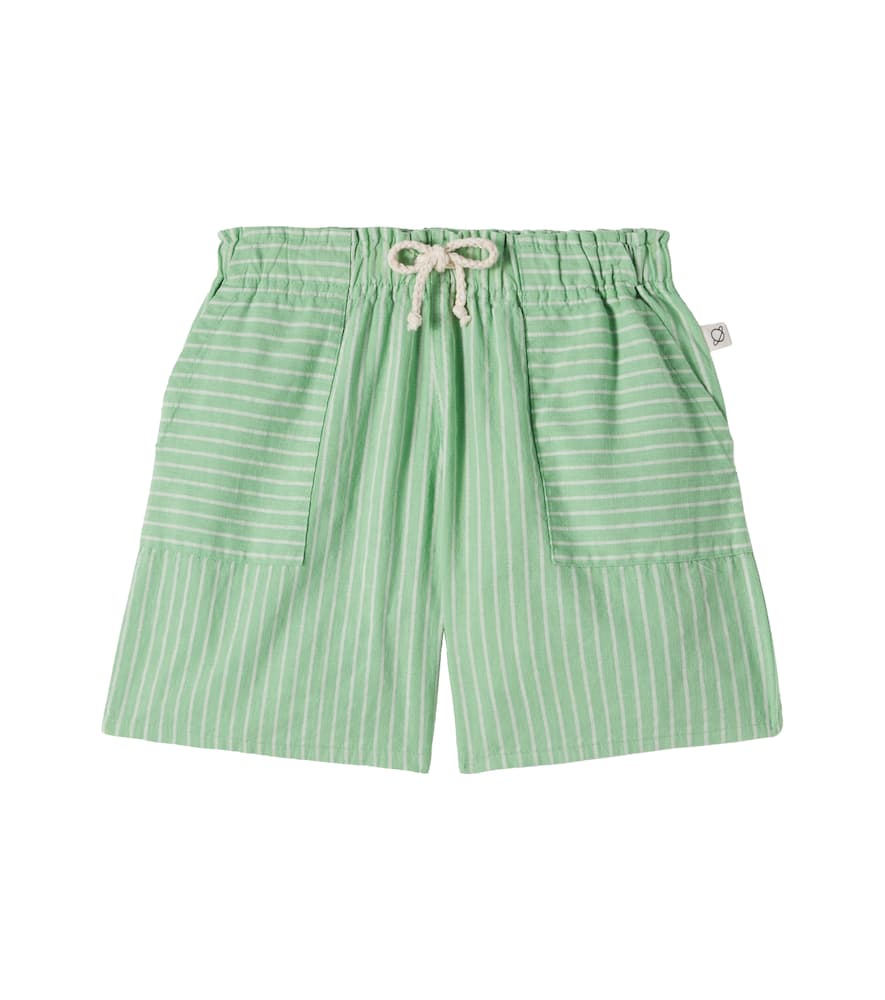 Cozmo Kids' Ciro Striped Cotton Shorts In Green