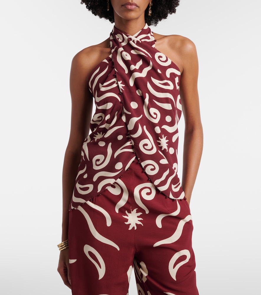  Cala De La Cruz Cala De La Cruz Zauma Beaded Printed Top 