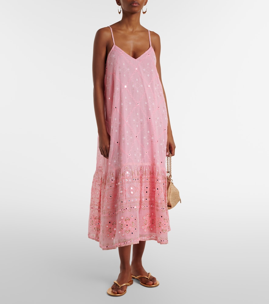 Juliet Dunn Embellished cotton midi dress