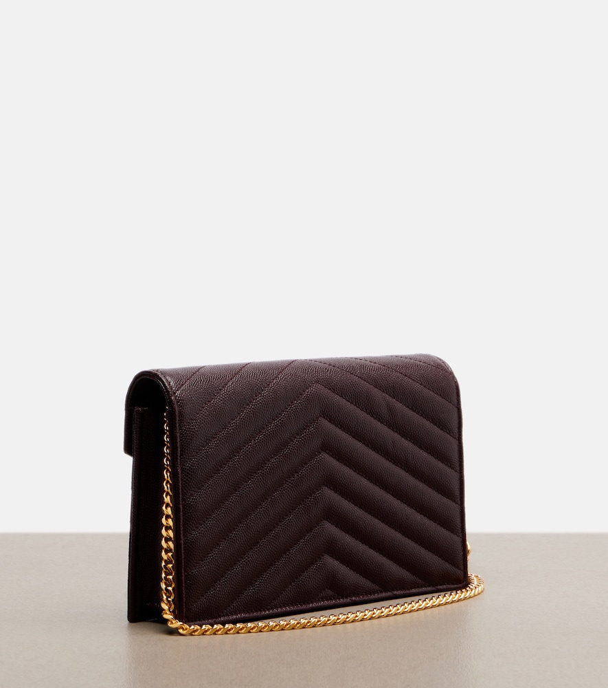  Saint Laurent Saint Laurent Cassandre Embellished Leather Wallet On Chain 
