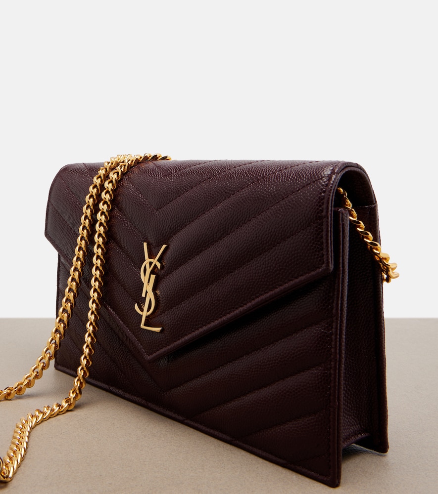  Saint Laurent Saint Laurent Cassandre Embellished Leather Wallet On Chain 
