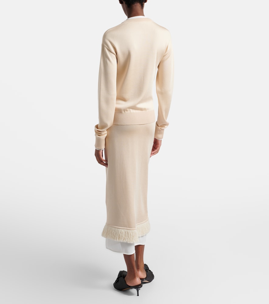 Bottega Veneta Bottega Veneta Knitted Silk Midi Skirt 