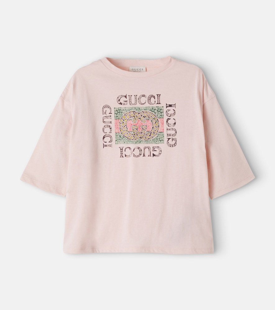 T-shirt in jersey di cotone con stampa logo