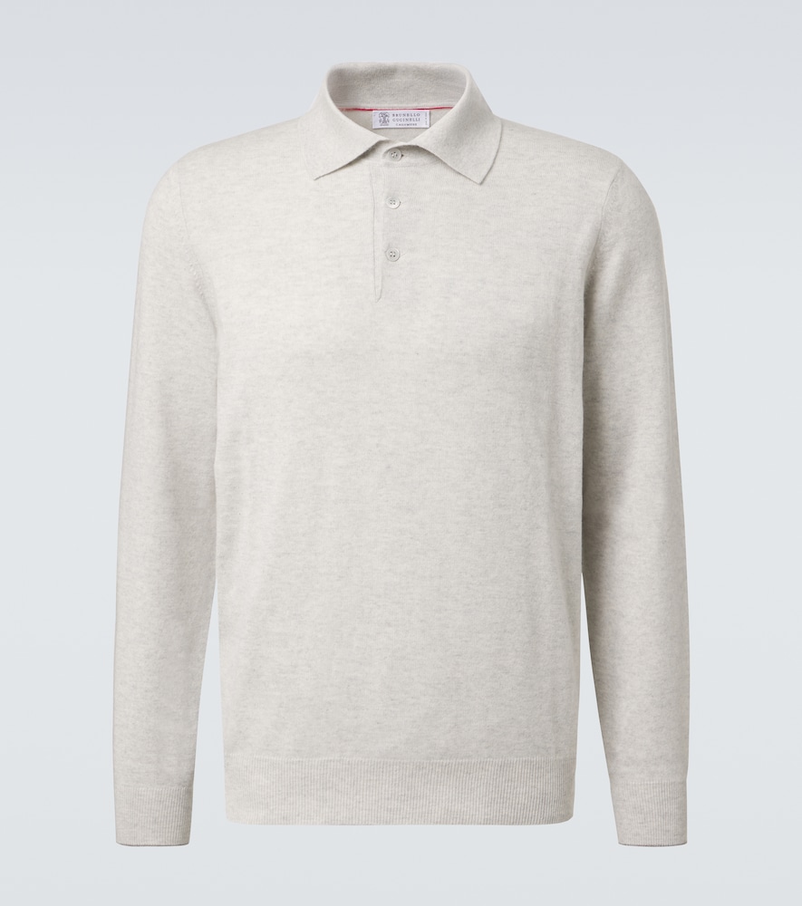 Brunello Cucinelli Men's Grey Cashmere Polo Sweater UK Size 42 - Mytheresa