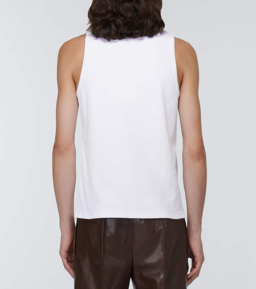 Shop Bottega Veneta Ribbed-knit Cotton-blend Tank Top In Chalk