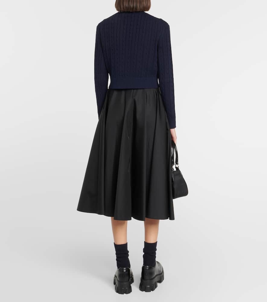 Prada Logo Cotton Cable-knit Sweater In Blue
