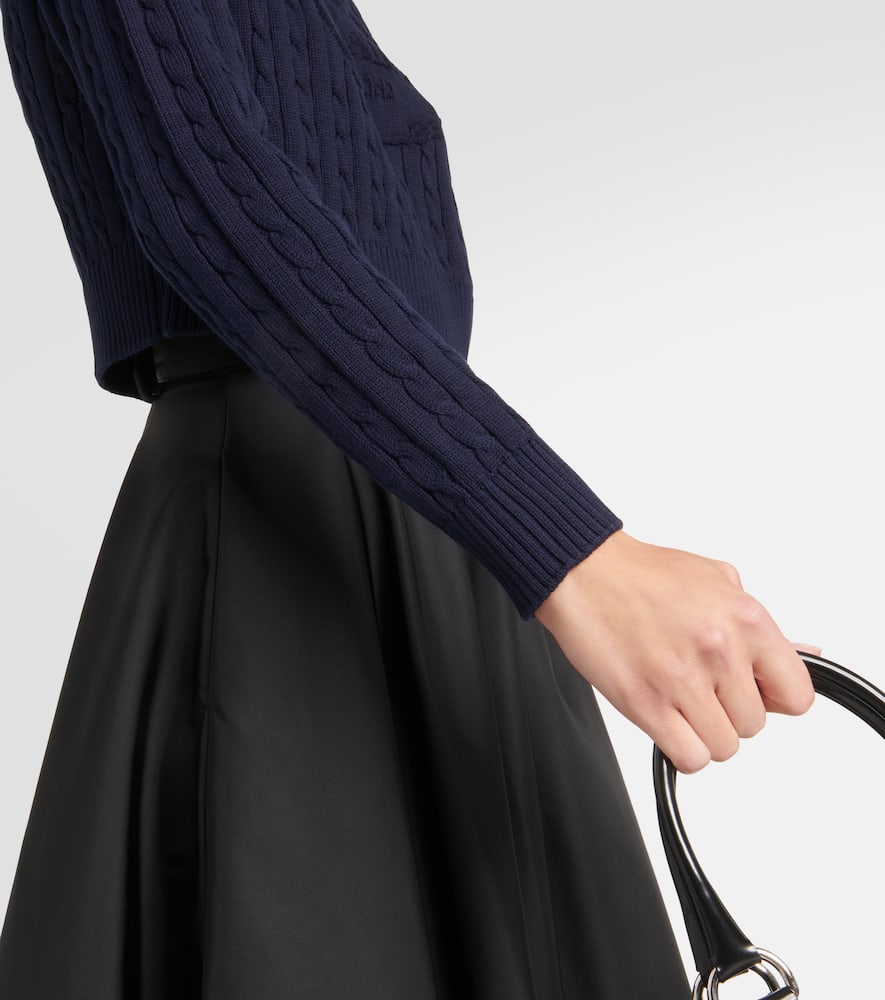 Prada Logo Cotton Cable-knit Sweater In Blue