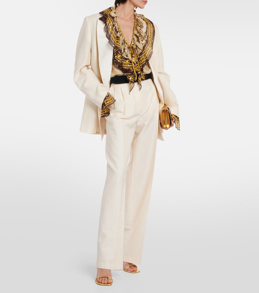  Etro Etro Ruffled Paisley Silk-blend Blouse 