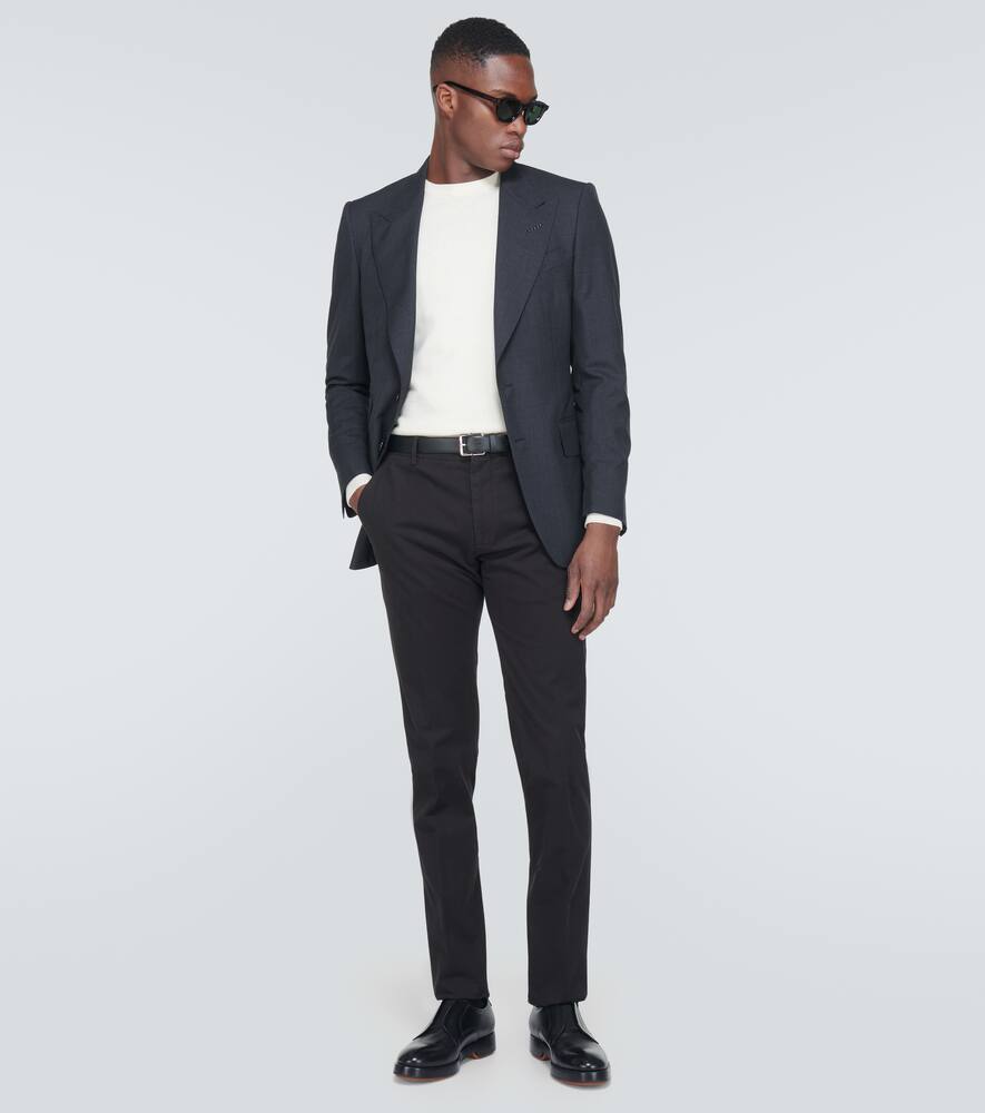 Shop Zegna Cotton Blend Chinos In Black