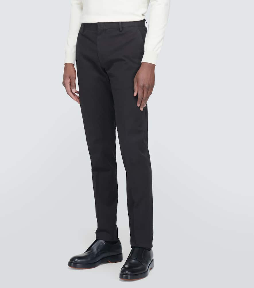 Shop Zegna Cotton Blend Chinos In Black