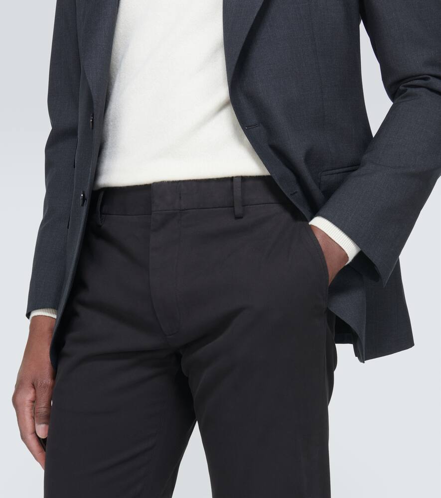 Zegna Cotton Blend Chinos In Black