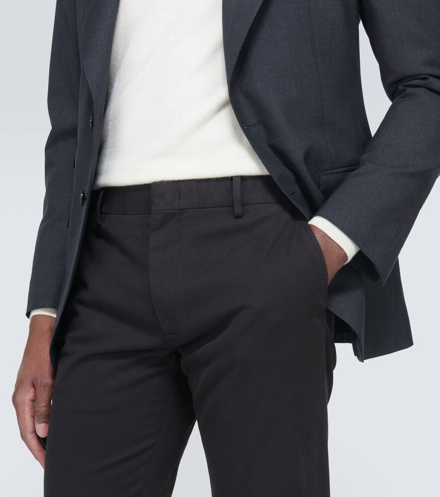 Shop Zegna Cotton Blend Chinos In Black