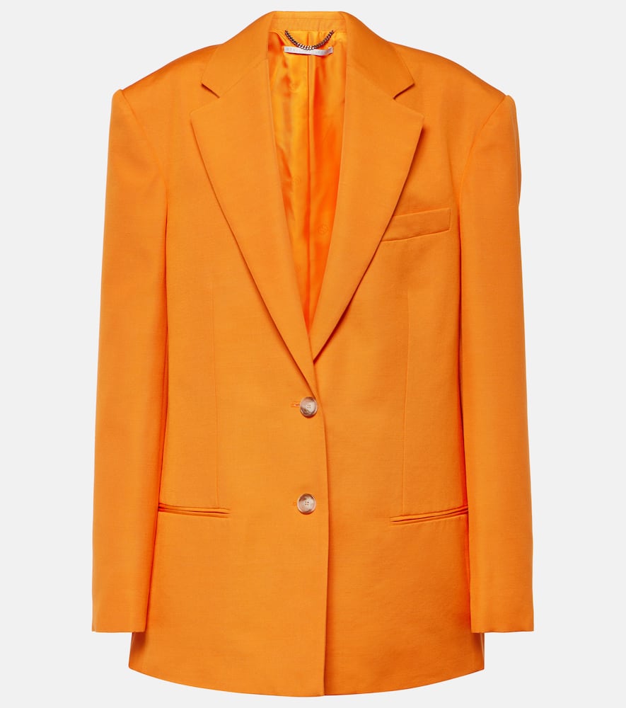 Shop Stella Mccartney Single-breasted Crêpe Blazer In Bright Orange