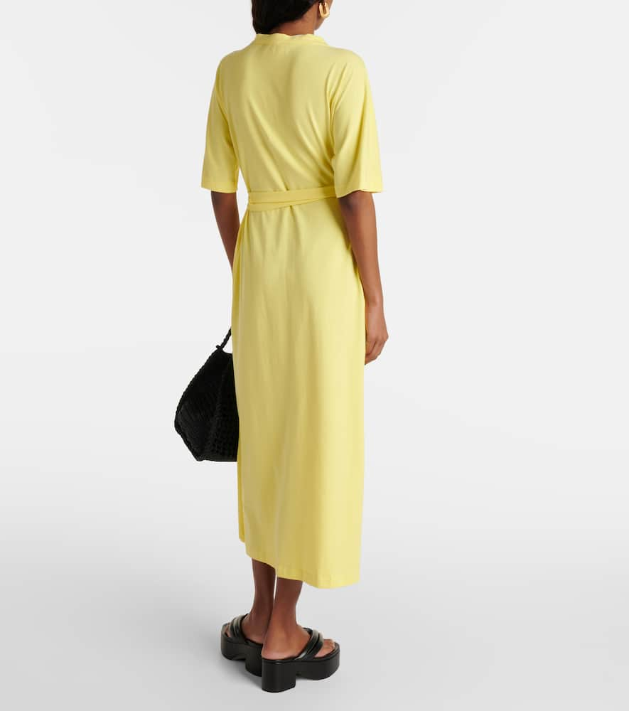 Shop Max Mara Pisano Cotton-blend Midi Dress In Yellow