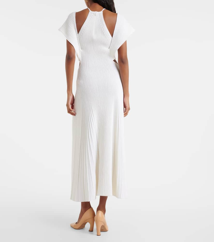 Shop Chloé Cutout Wool Maxi Dress In White