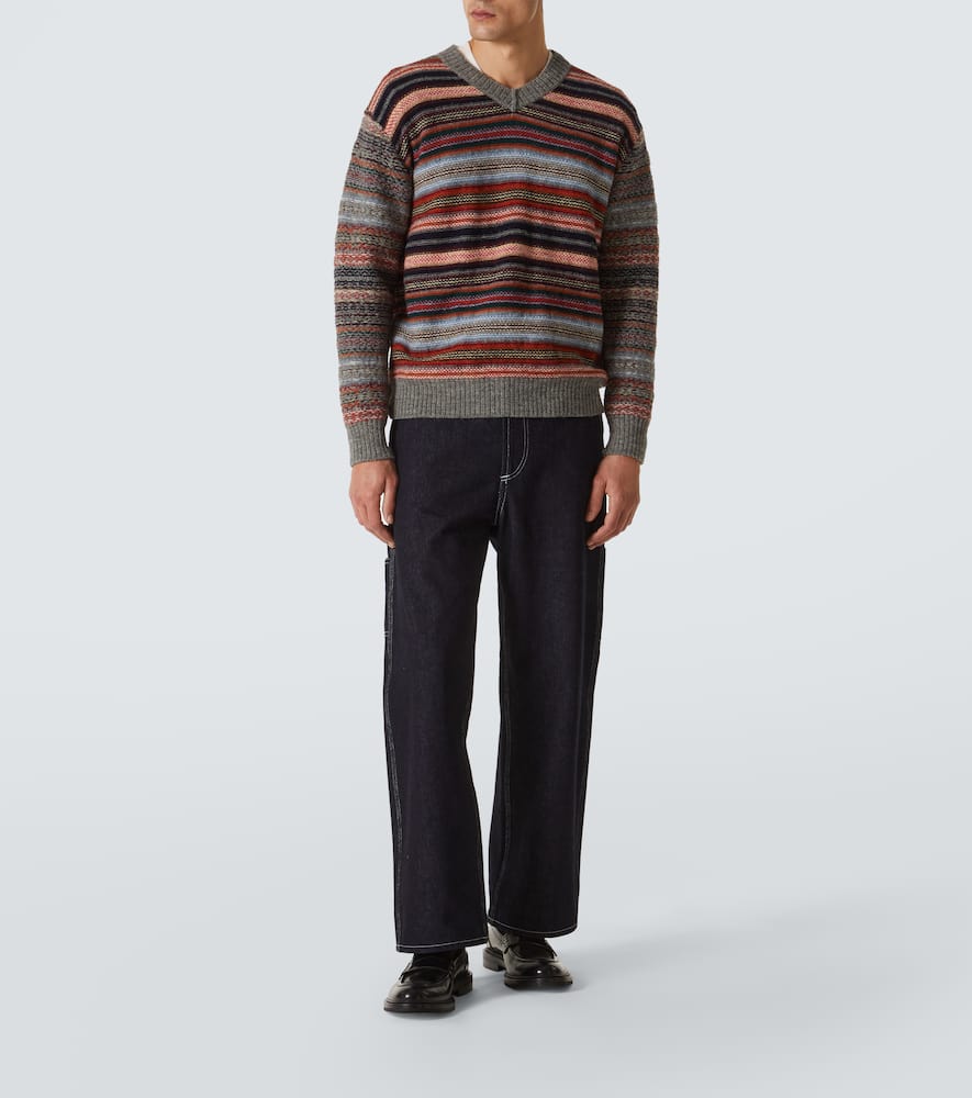 Junya Watanabe Striped Wool Sweater In Multicoloured