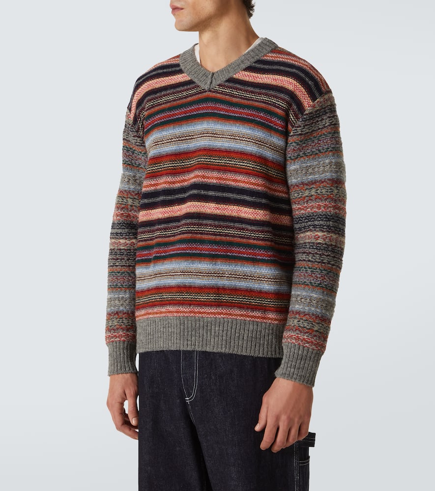 Junya Watanabe Striped Wool Sweater In Multicoloured