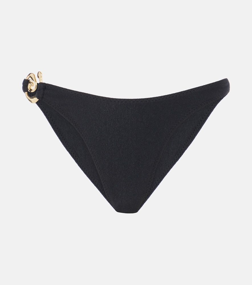 Same Spiral Low-rise Bikini Bottoms In Faux Suede Black
