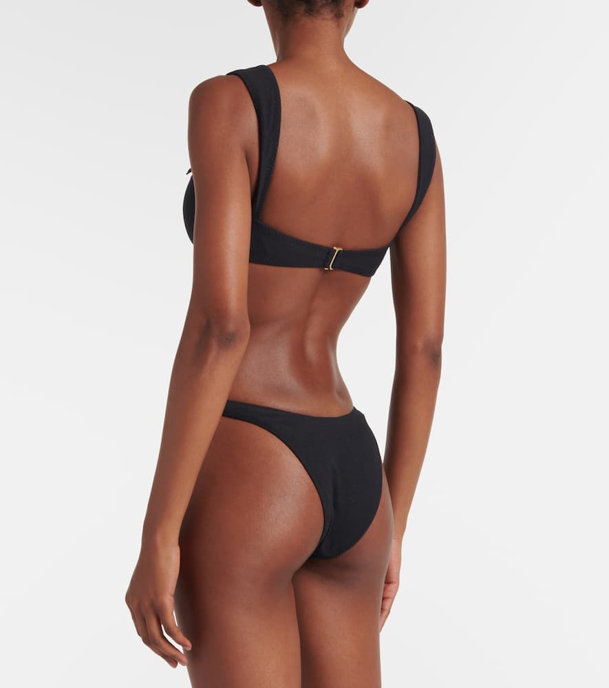 Same Spiral Low-rise Bikini Bottoms In Faux Suede Black