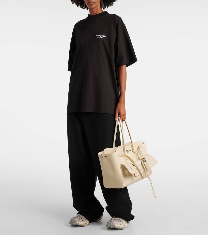 Balenciaga Bel Air Medium Leather Tote Bag In Neutrals