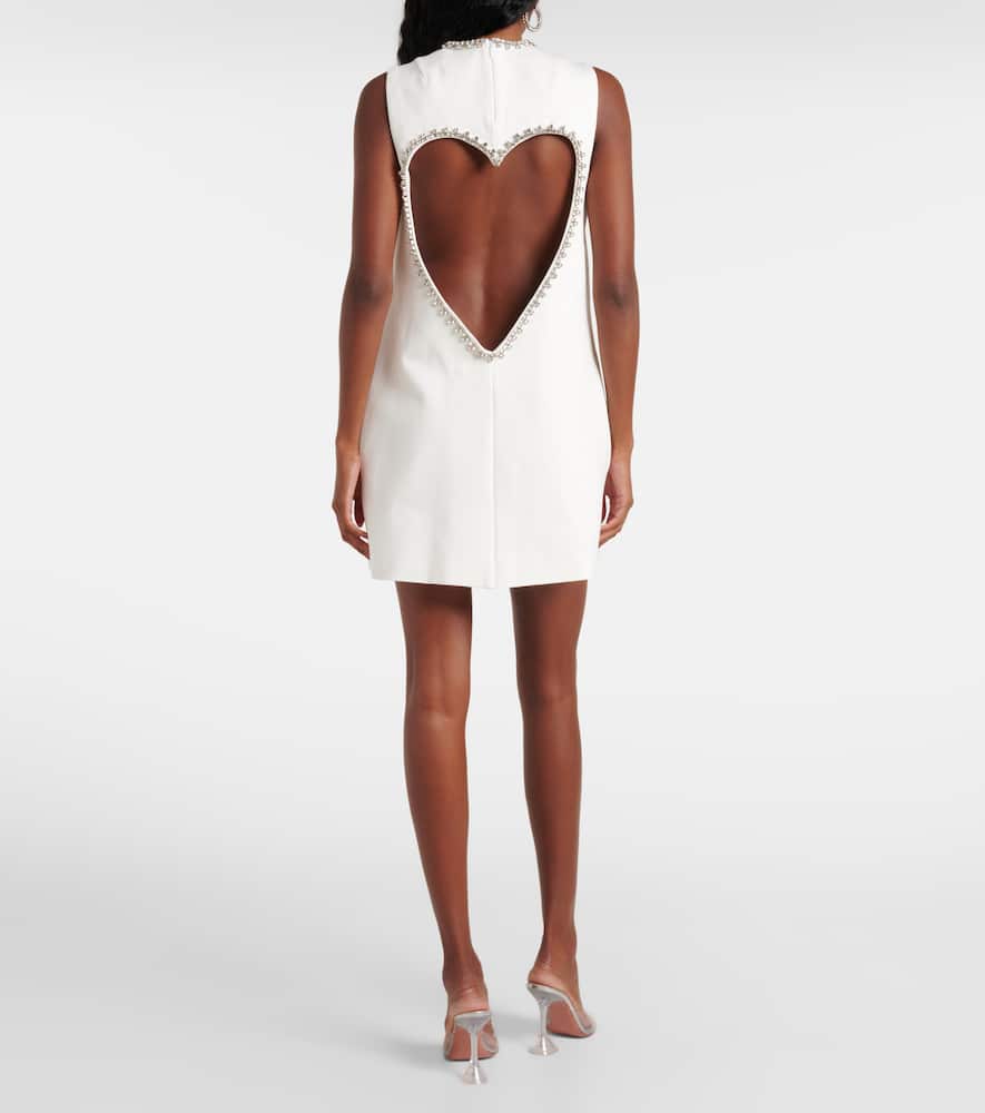 Area Crystal-embellished Cutout Stretch-ponte Mini Dress In White