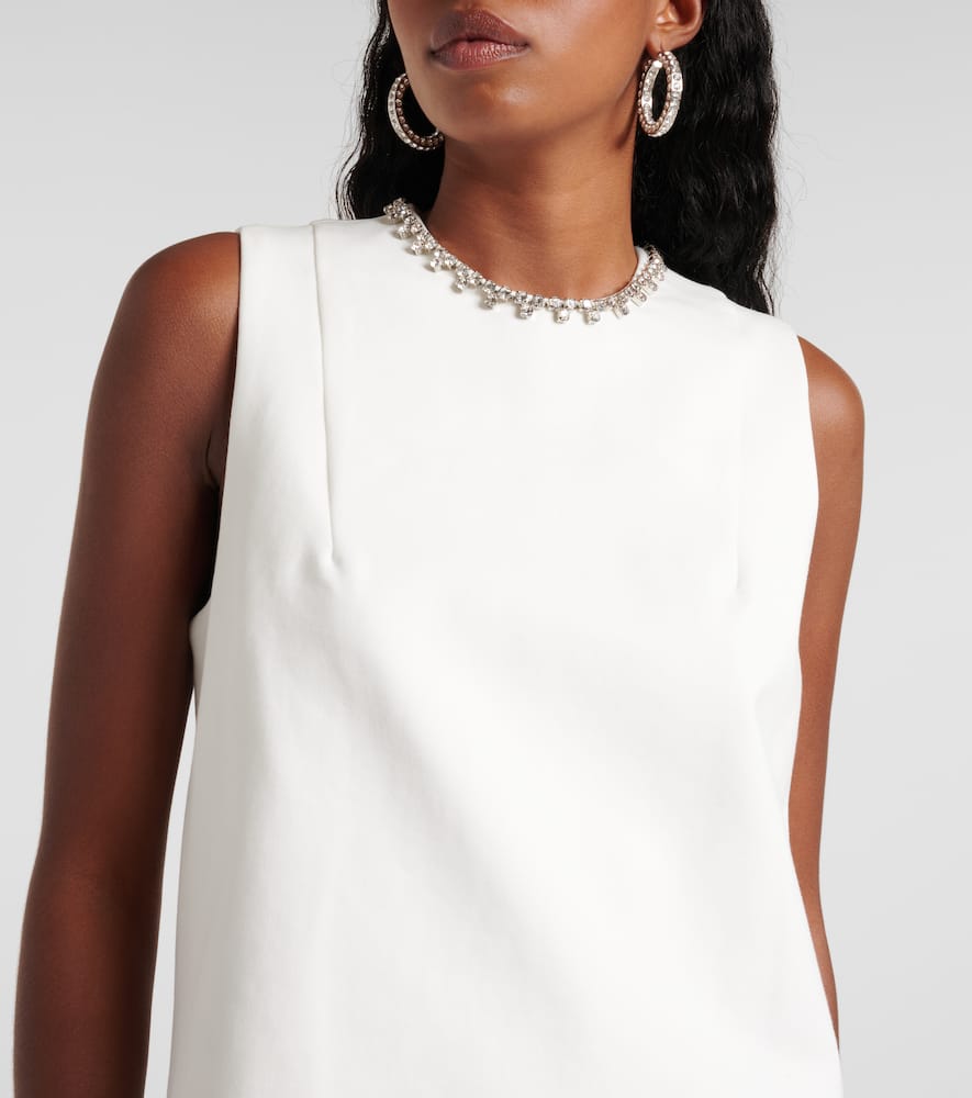 Area Crystal-embellished Cutout Stretch-ponte Mini Dress In White