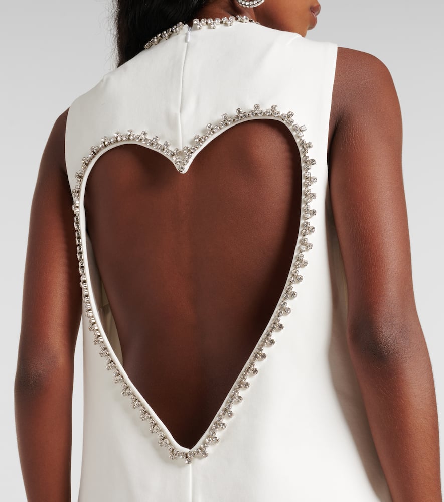 Area Crystal-embellished Cutout Stretch-ponte Mini Dress In White