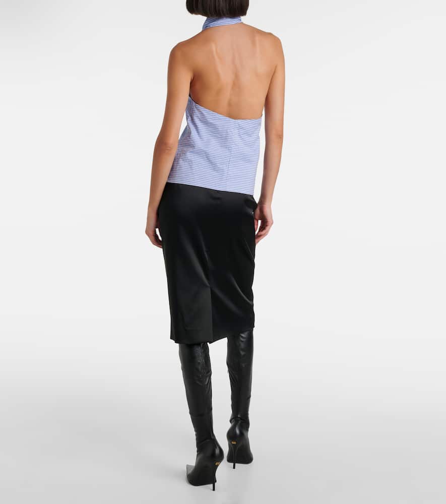 Balenciaga Striped Deconstructed Cotton Top In Blue