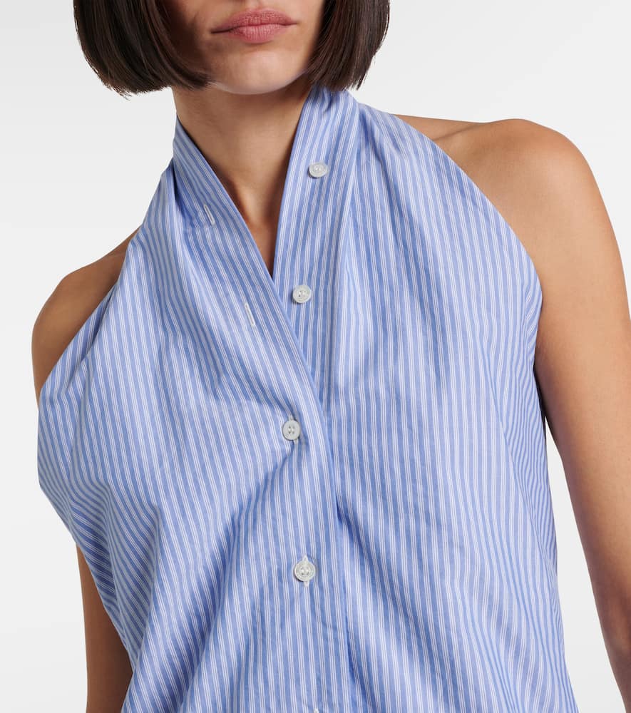 Balenciaga Striped Deconstructed Cotton Top In Blue
