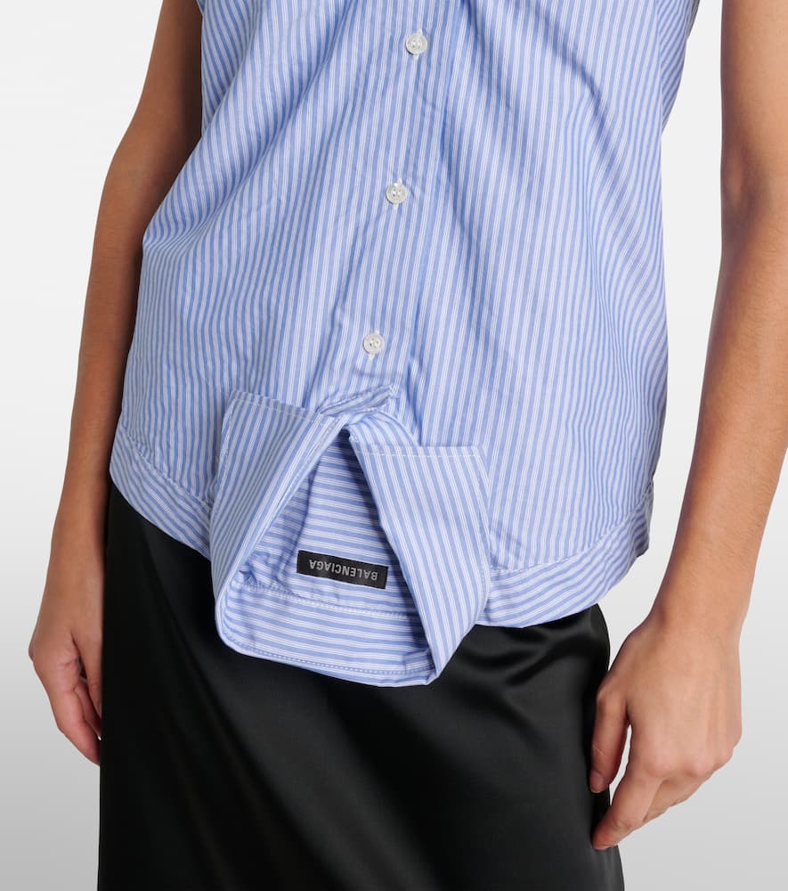 Balenciaga Striped Deconstructed Cotton Top In Blue