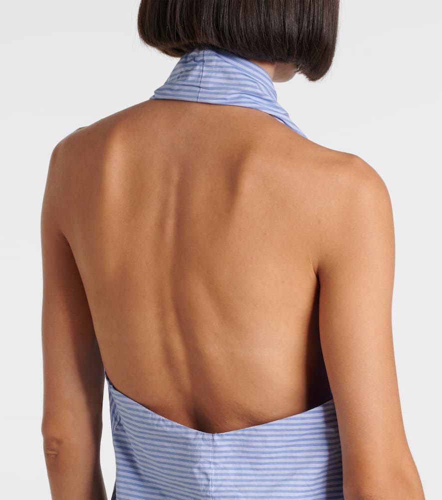 Balenciaga Striped Deconstructed Cotton Top In Blue