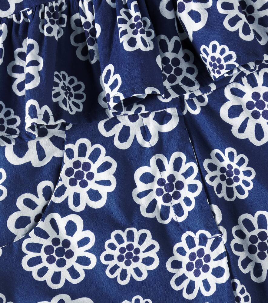 Fabula Floral Cotton Top And Shorts Set In Blau