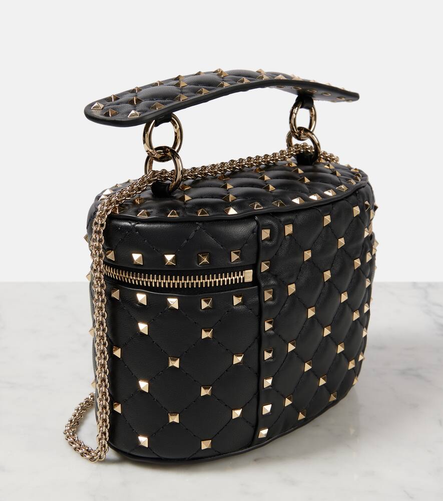 Valentino Garavani Black Quilted Leather Cylindrical Vanity Bag With Chain Women In Schwarz