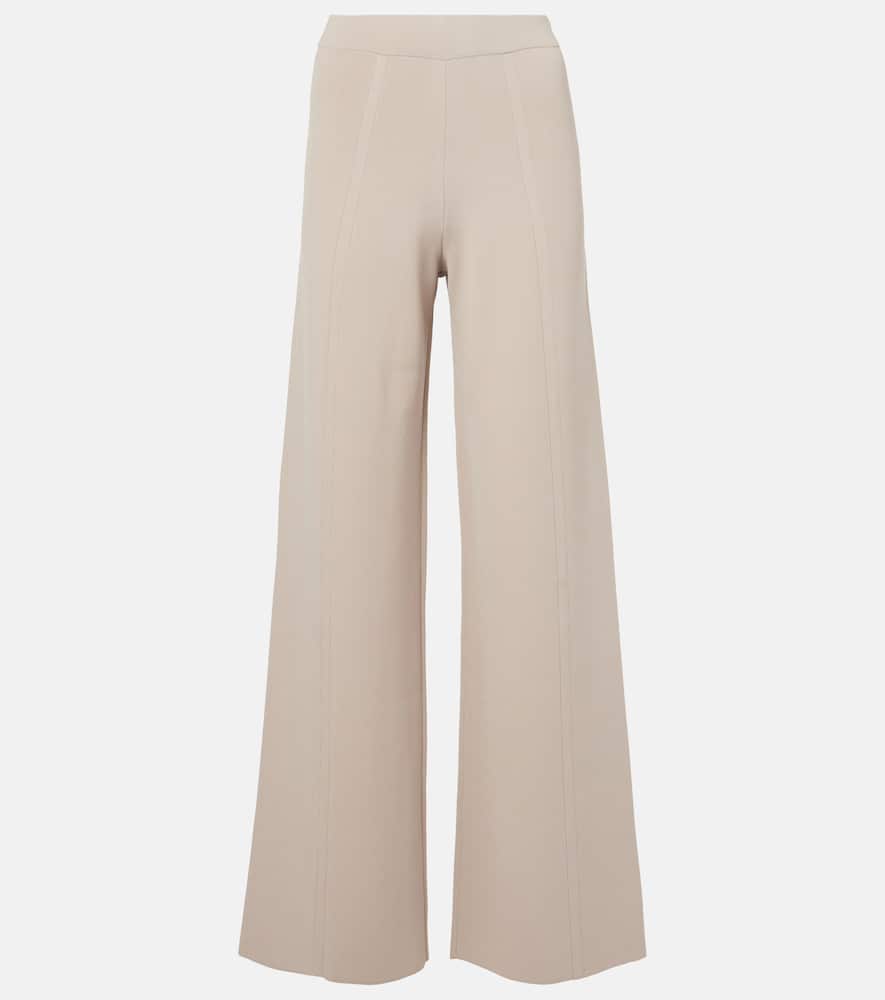 Max Mara Wilma Knitted Wool Wide-leg Pants In Beige