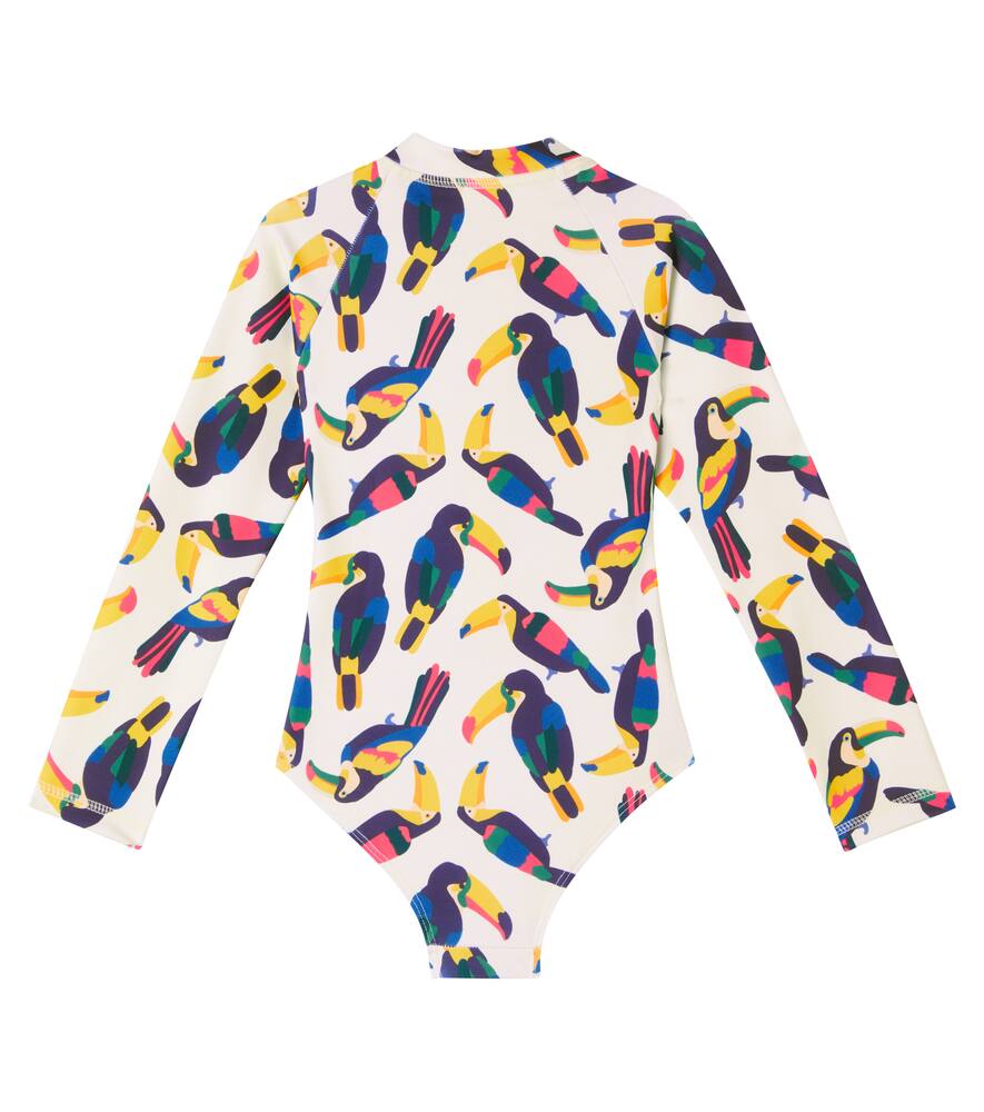 Roarsome Beak The Toucan Rashguard Swimsuit In Beige
