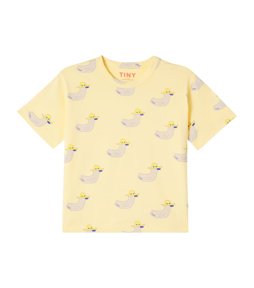 Tinycottons Ducks Printed Cotton T-shirt In Yellow