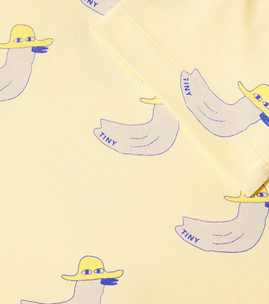 Tinycottons Ducks Printed Cotton T-shirt In Yellow