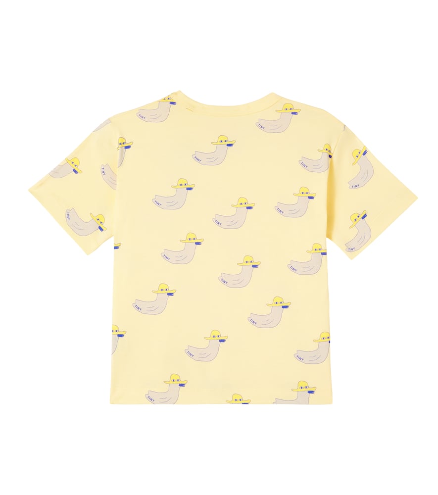 Tinycottons Ducks Printed Cotton T-shirt In Yellow