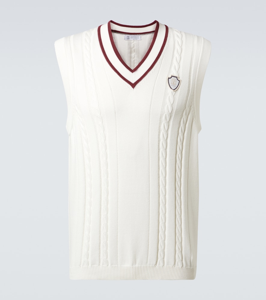 Cable-knit cotton sweater vest