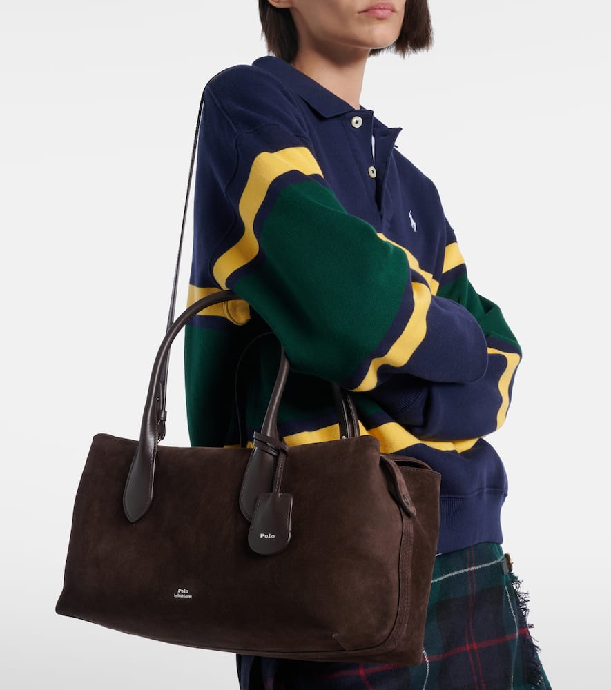 Polo Ralph Lauren Leather-trimmed Suede Duffel Bag In Brown