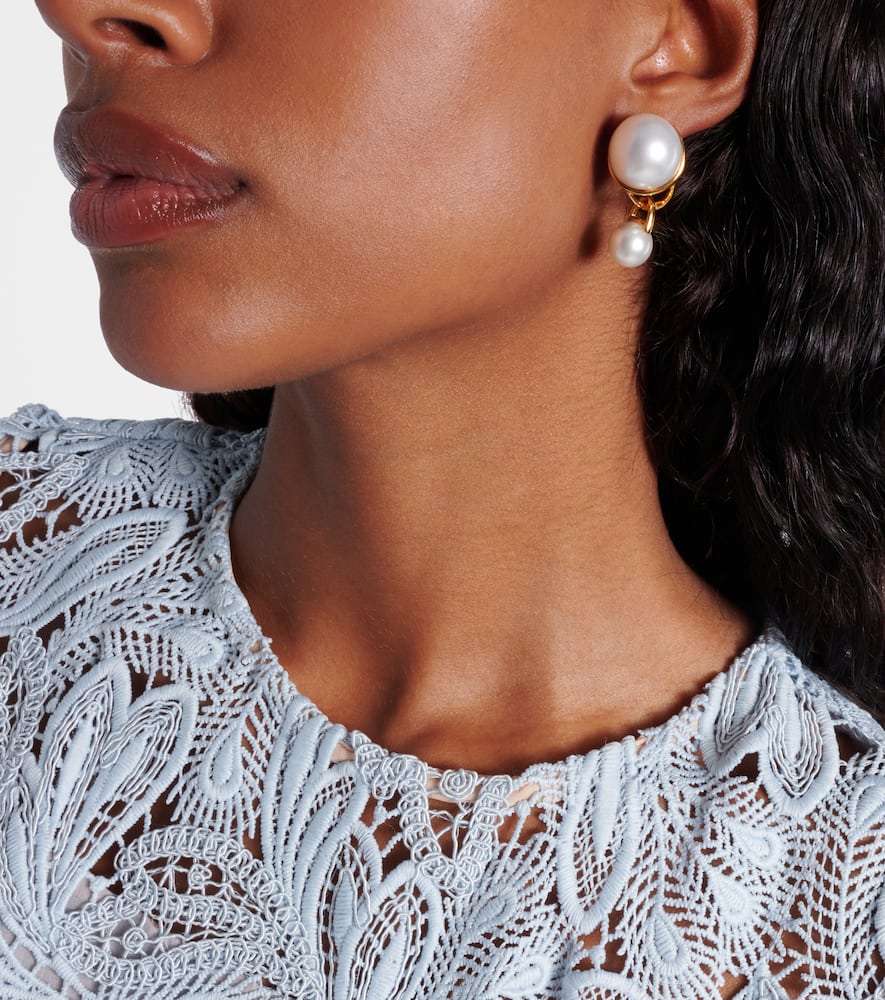 Oscar De La Renta Faux Pearl Drop Earrings In Gold