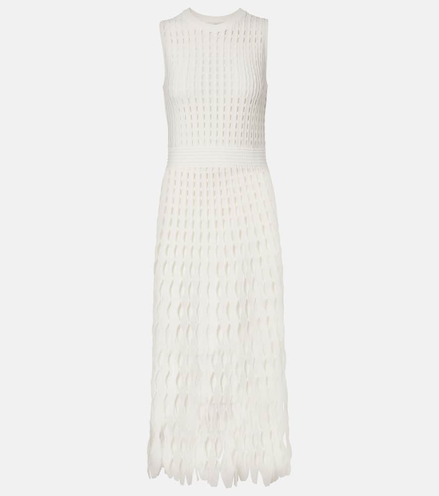 Simkhai Zyla Open-knit Midi Dress In White