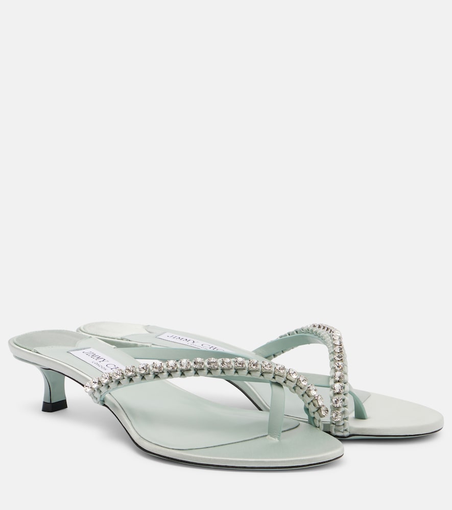 Jimmy Choo Dila 35 leather and satin thong sandals - Women's Shoes
