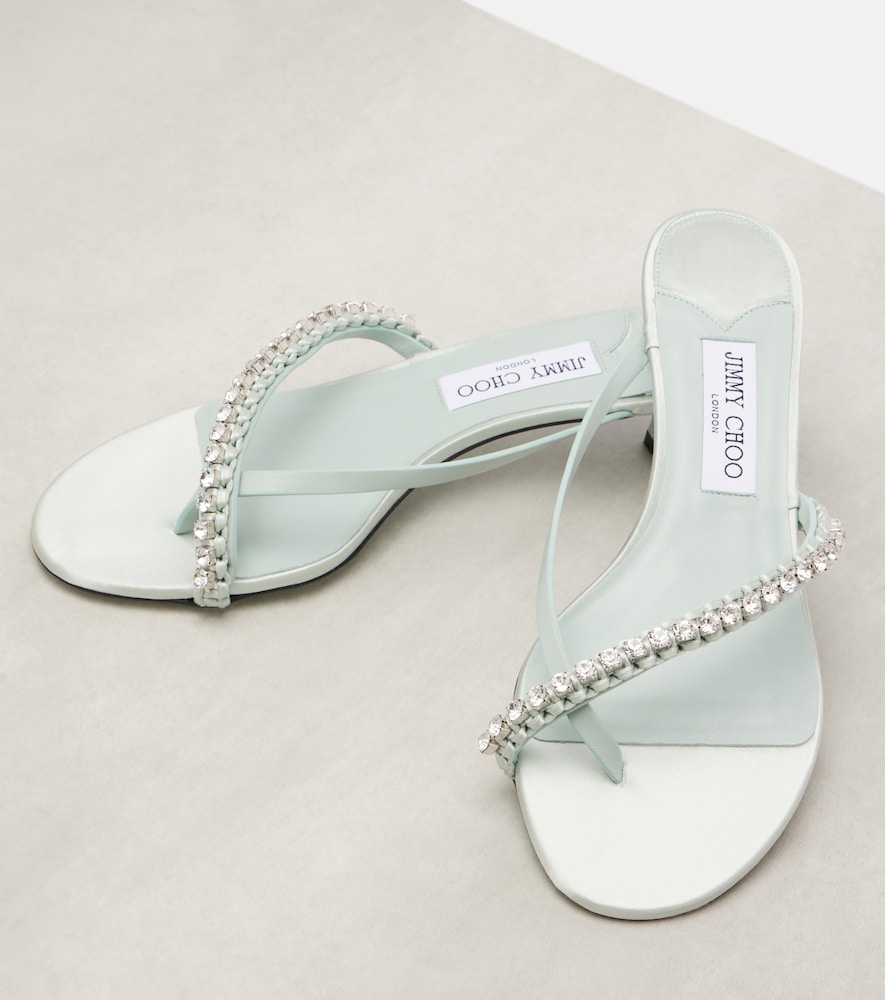 Dila 35 Leather And Satin Thong Sandals